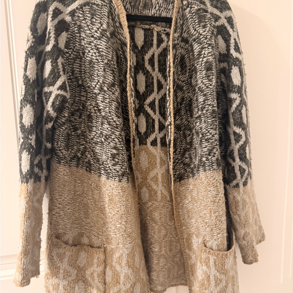 Gentle Fawn Black and Tan Geometric Cardigan